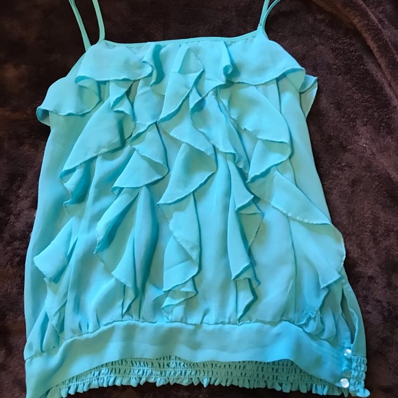 Light Blue Ruffle Tank Top - Picture 1 of 6